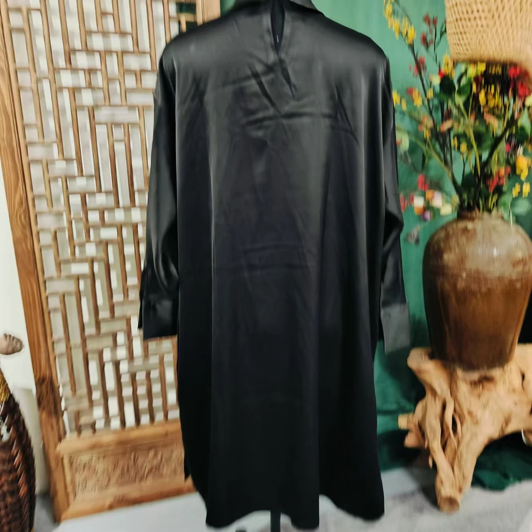 凤徕兮私人定制黑色光板翻领设计款衬衫(NL189)黑