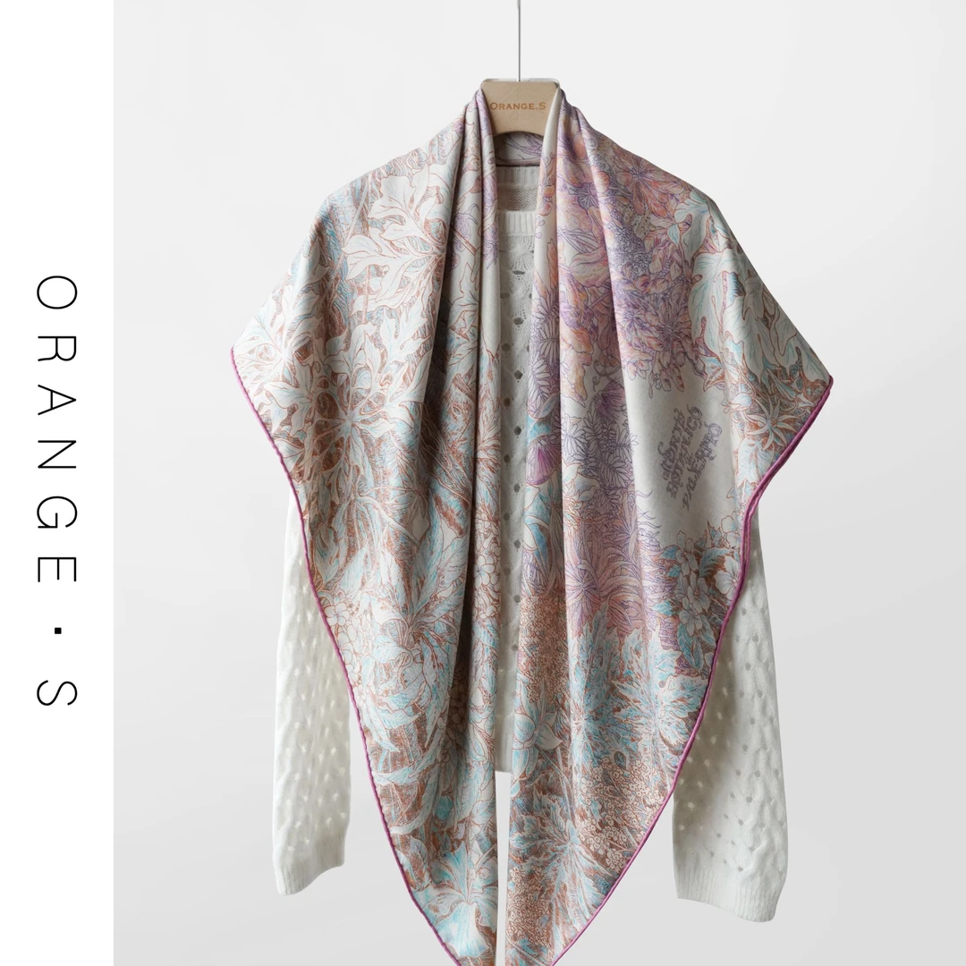 【巴勒莫花园】醉人的浪漫！桑蚕丝羊 毛围巾丝巾大方巾披肩129cm