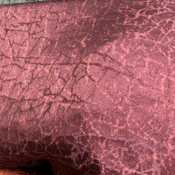 【透彩紫红龟裂纹】 100植物丝莨香云纱服装面料（裁剪不退换）