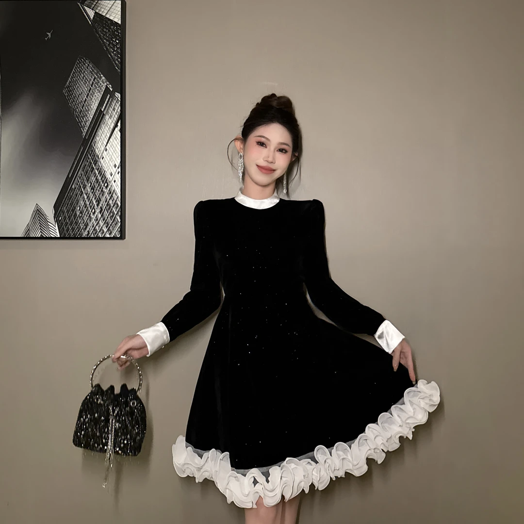 【惠子原创】小香风复古收腰修身名媛显瘦气质法式连衣裙9992