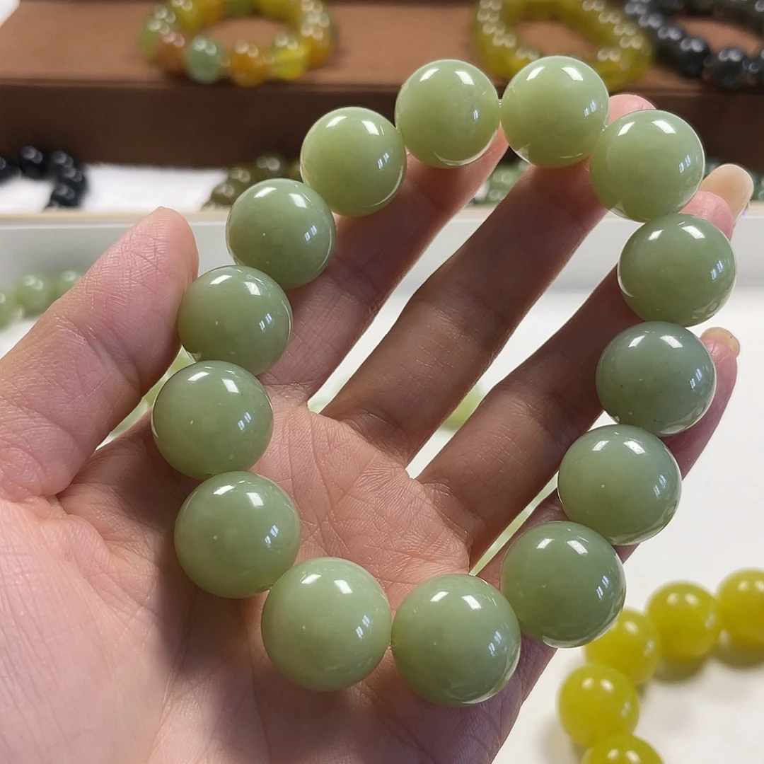 抖***哇透闪石-蛇纹石玉未镶嵌手串