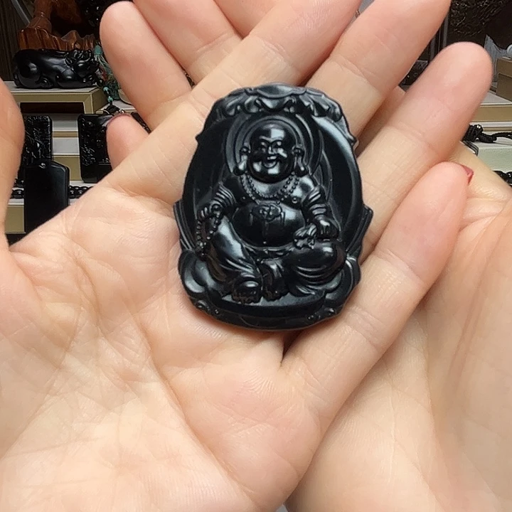 和田玉（墨玉）未镶嵌吊坠(赠链)小佛公