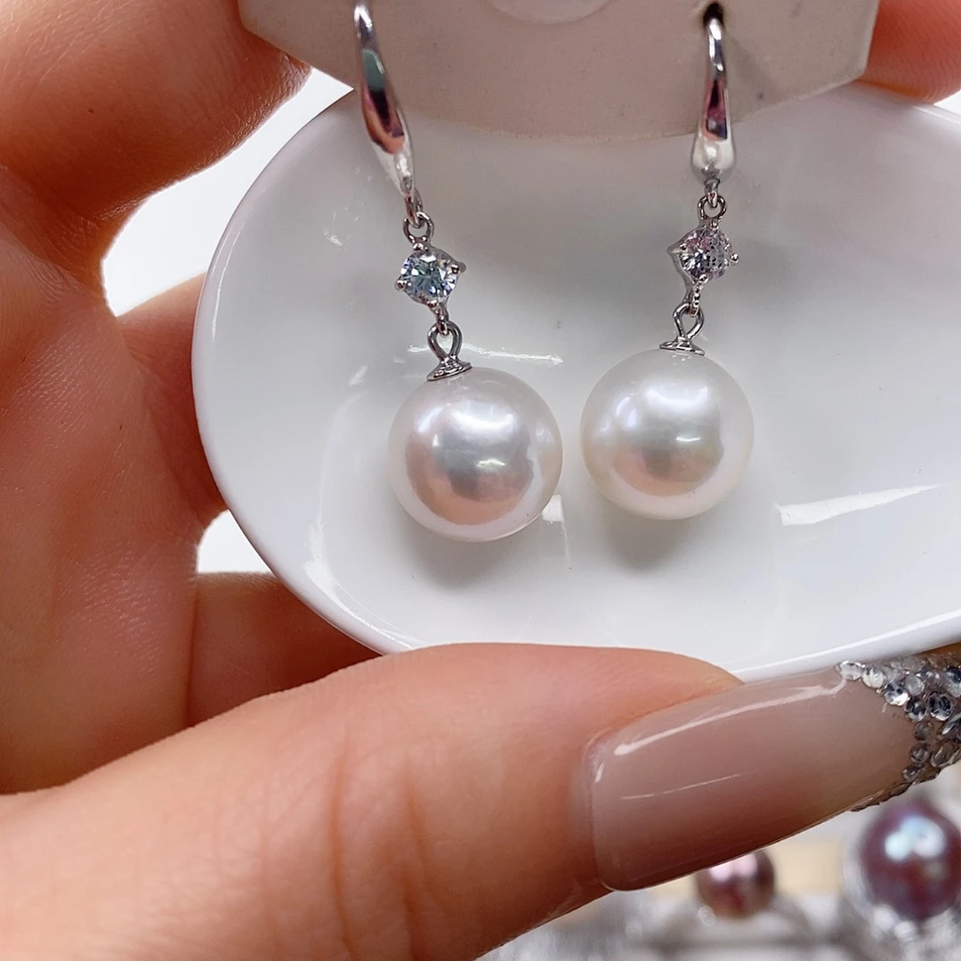 淡水珍珠耳饰银S925镶嵌小*?