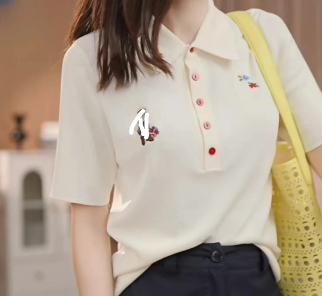【俏皮减龄1】定制休闲新款百搭T恤女时尚夏季翻领POLO衫薄