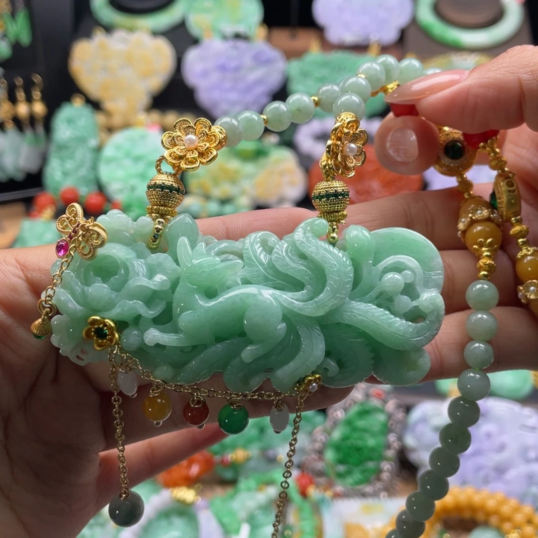 翡翠未镶嵌颈饰代编织