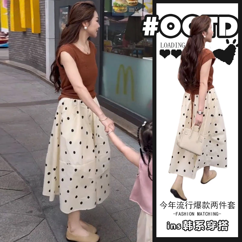 夏装搭配一整套法式波点甜美风套装裙女夏季新款松弛感穿搭两件套
