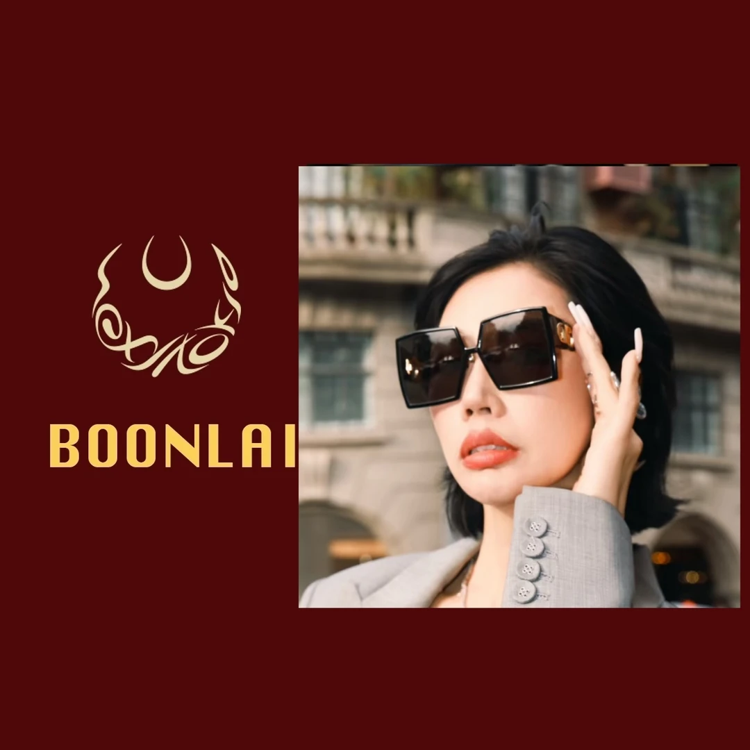 Boonlai 黑色不规则方形墨镜3129