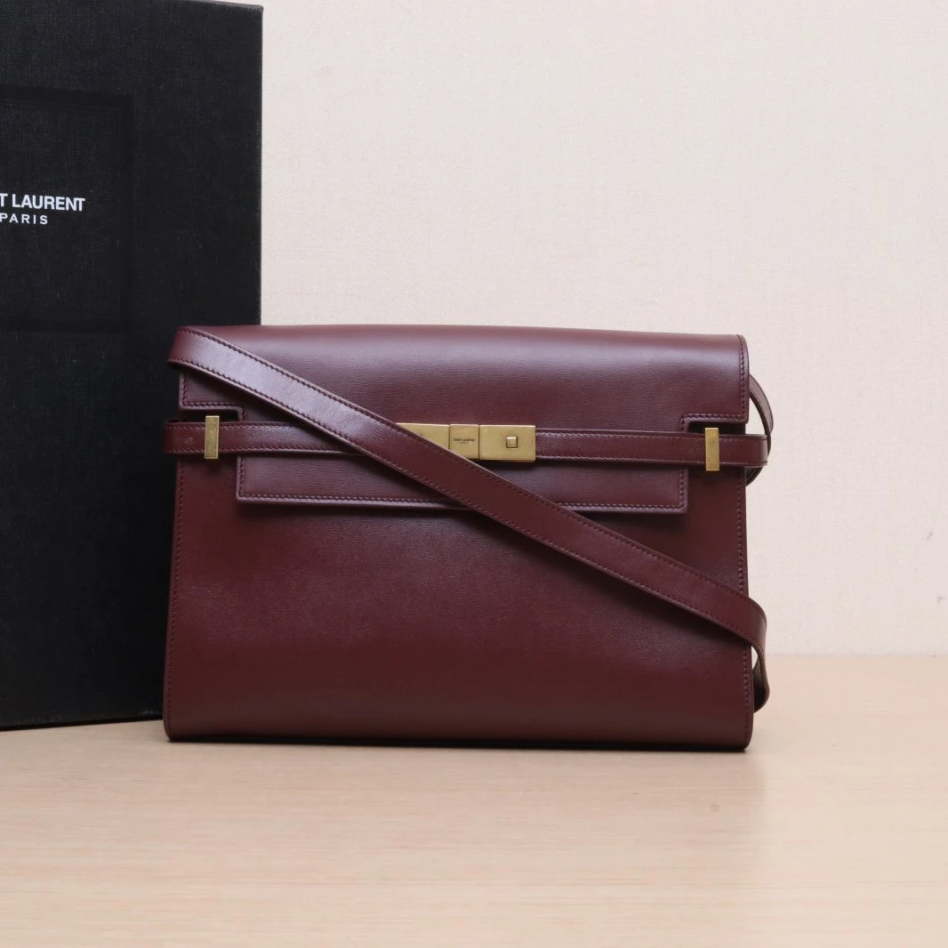 95新 YSL/圣罗兰 【黑黑】曼哈顿 中号 29 红色 单肩包