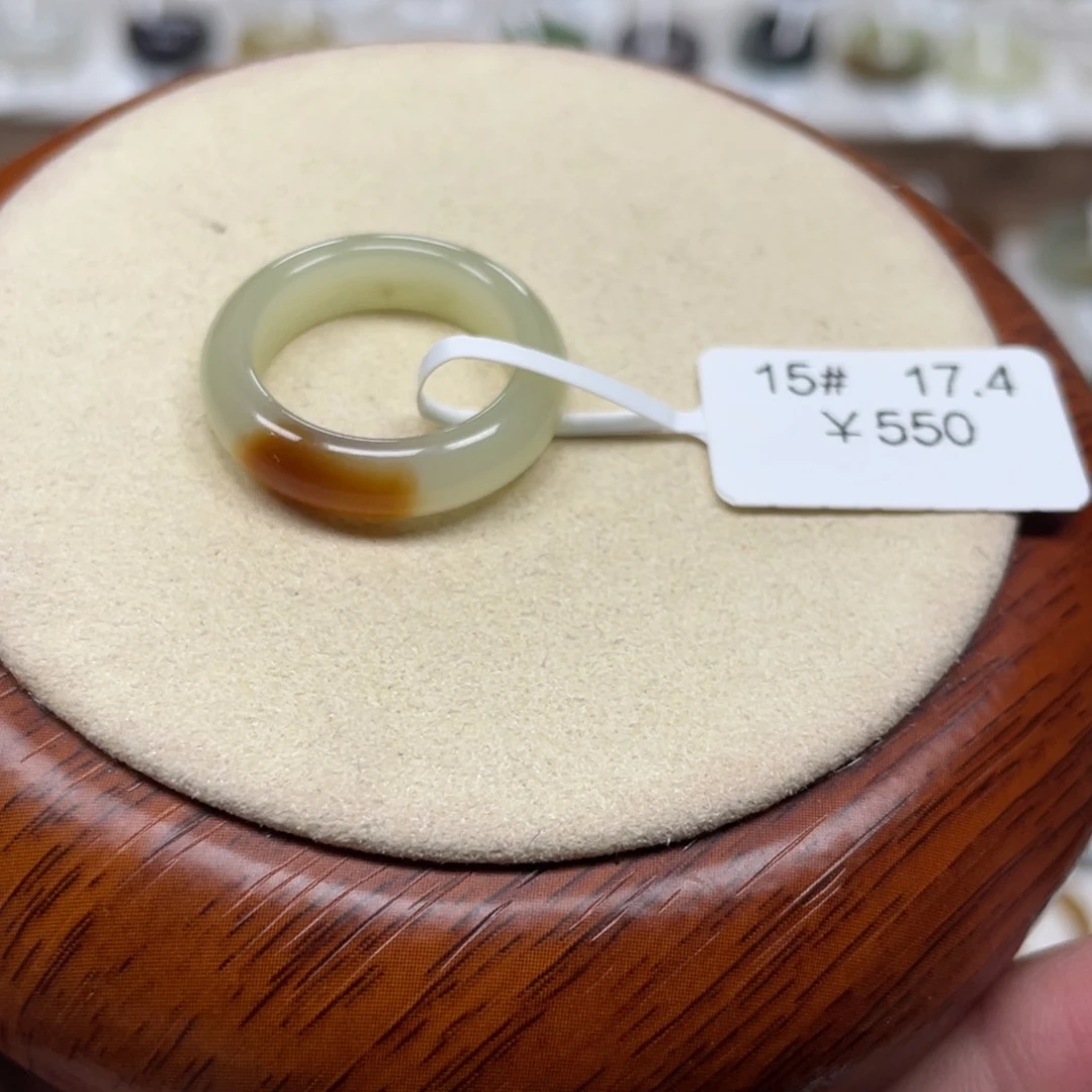 蓝***刻和田玉戒指未镶嵌17.4