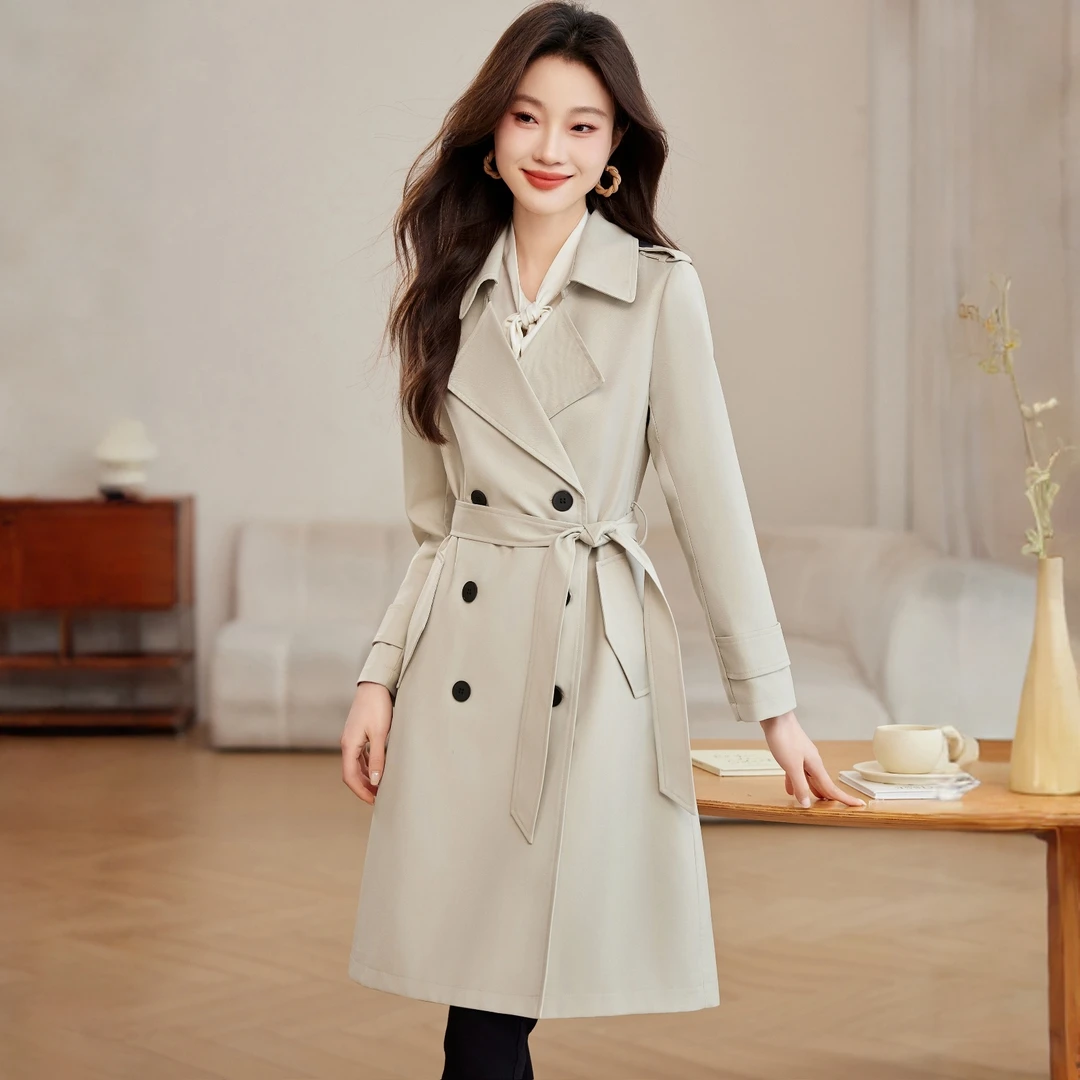 玛古芭高级感中长款风衣外套女2025秋季新款气质显瘦英伦风大衣