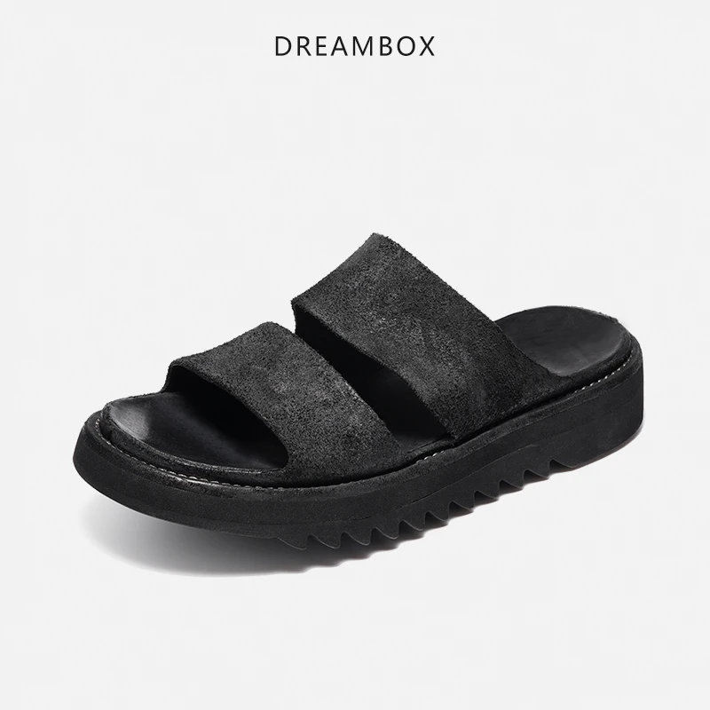 dreambox钧博马反绒厚底防滑一字拖夏季新款室外时尚百搭拖凉鞋