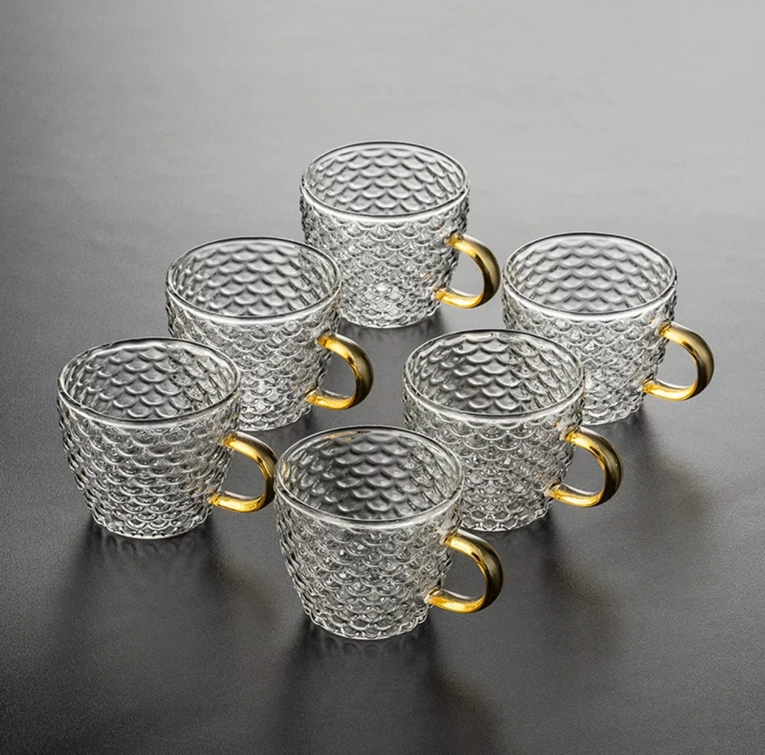 西藏包邮6只美人鱼小茶杯耐热玻璃110ml