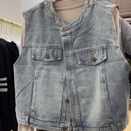 野兔毛三醋酯纤维牛仔浅色马甲福利清版