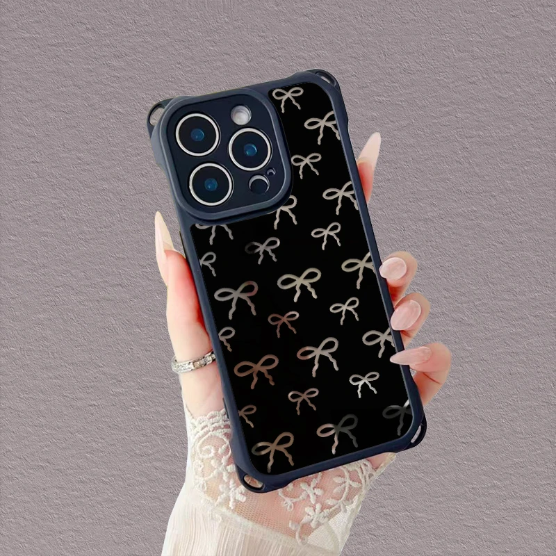 满屏小蝴蝶结ins风镜面四角挂绳适用苹果16pro华为vivo小米手机壳