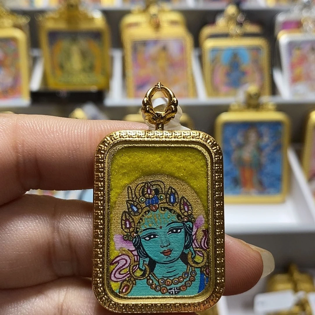 装裱画纯手绘唐卡绿度母