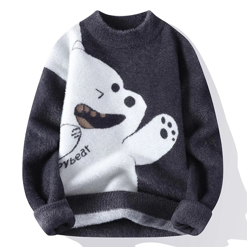 GSCebrodz冬季青少年毛衣男孩初中高中学生加厚保暖大童打底针织