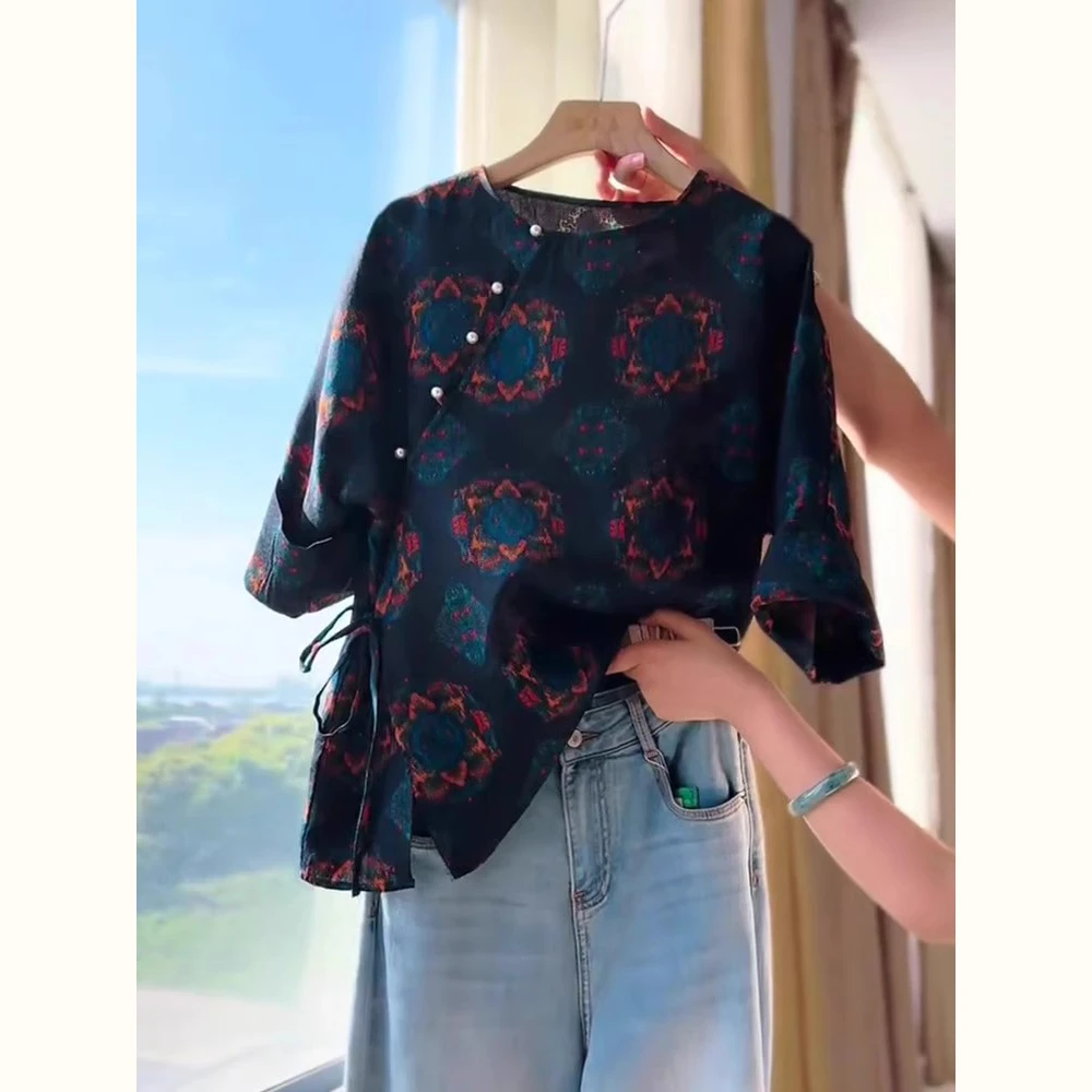 新中式国风女装斜襟上衣2025夏季新款高级感复古洋气衣服唐装小衫