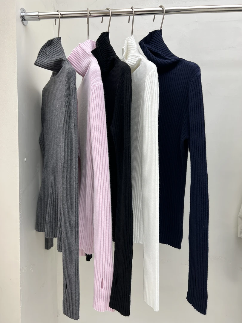 包袖冬季长袖毛针织衫高领毛百搭秋冬半高领打底衫上衣纯色