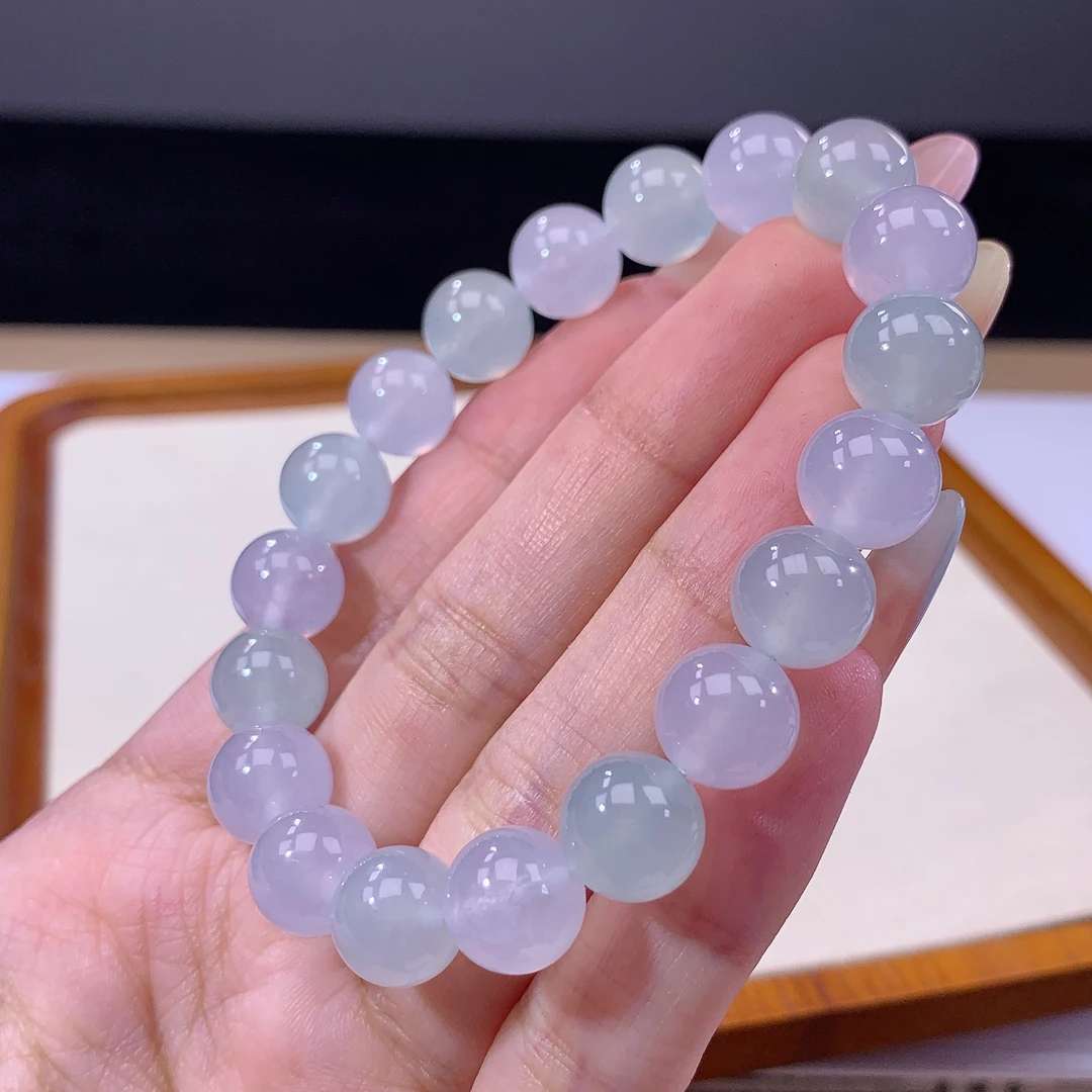 6.10-12-缅甸天然翡翠A货 女款马卡龙手串尺寸:10mm 19颗粒