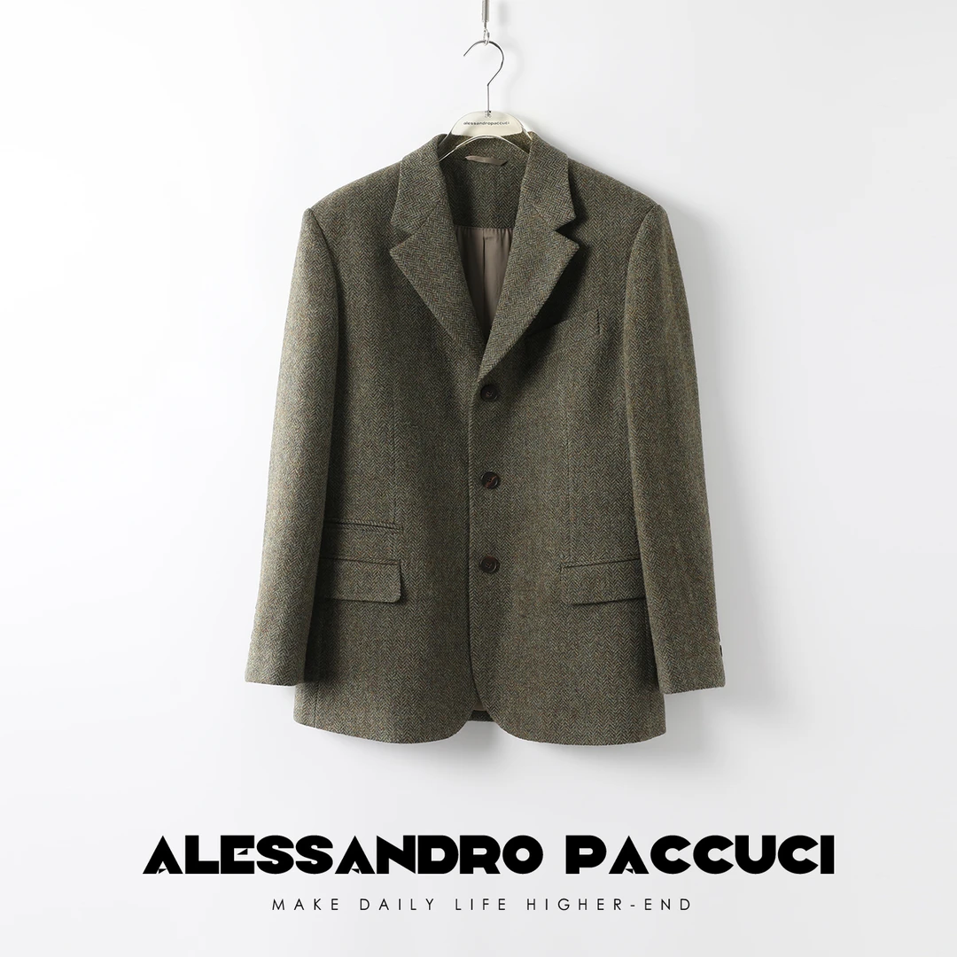 【孤品不退换】洛哥23453X特纺高支羊毛 定制人字纹西装