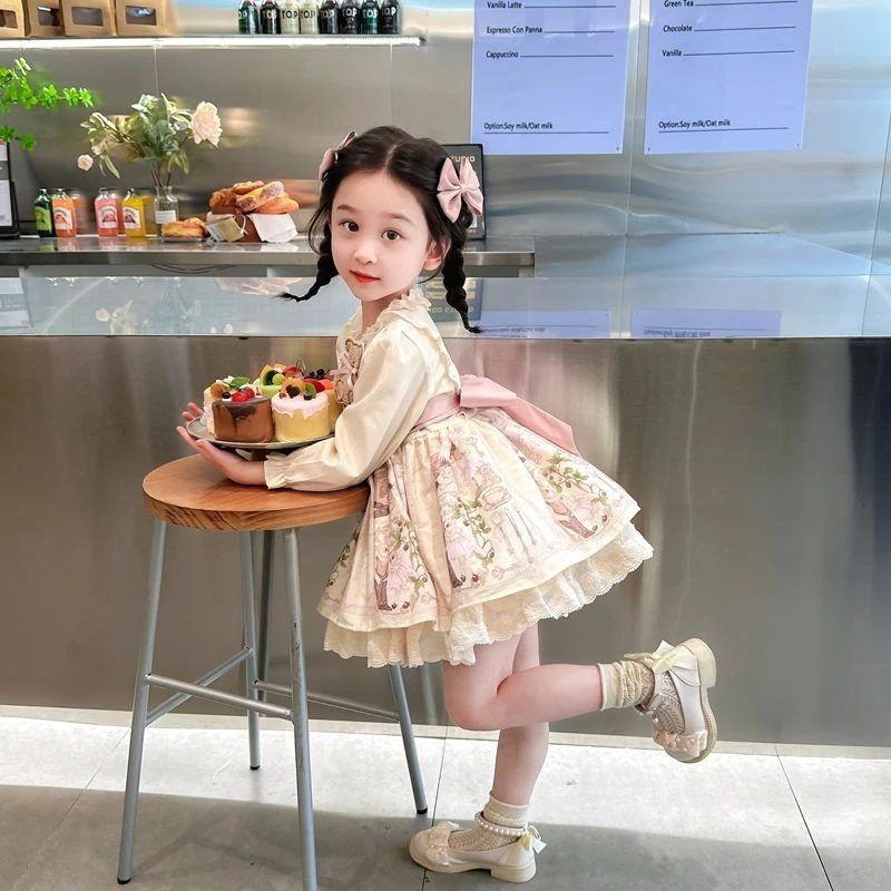 女童春秋冬加绒洛丽塔公主裙儿童可爱洋气连衣裙宝宝生日蓬蓬礼服