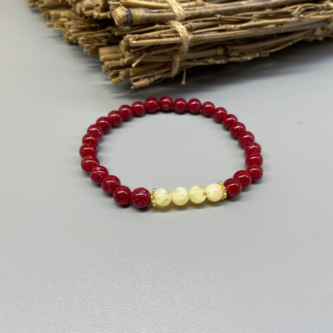 含辰砂工艺品全透晶体砂6MM春日密语大颗粒朱砂手串