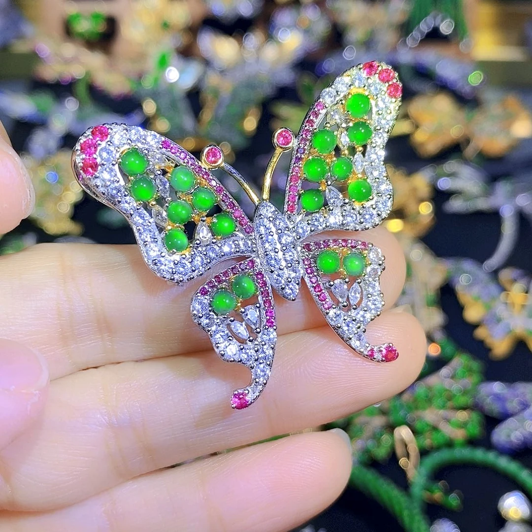 颈饰银S925镶嵌翡翠