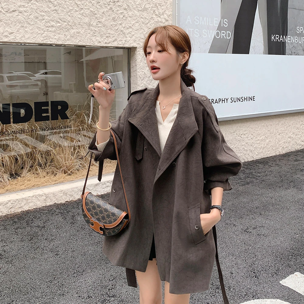 咖色风衣外套女2025春秋新款韩版小个子高级感中长款减龄显瘦大衣