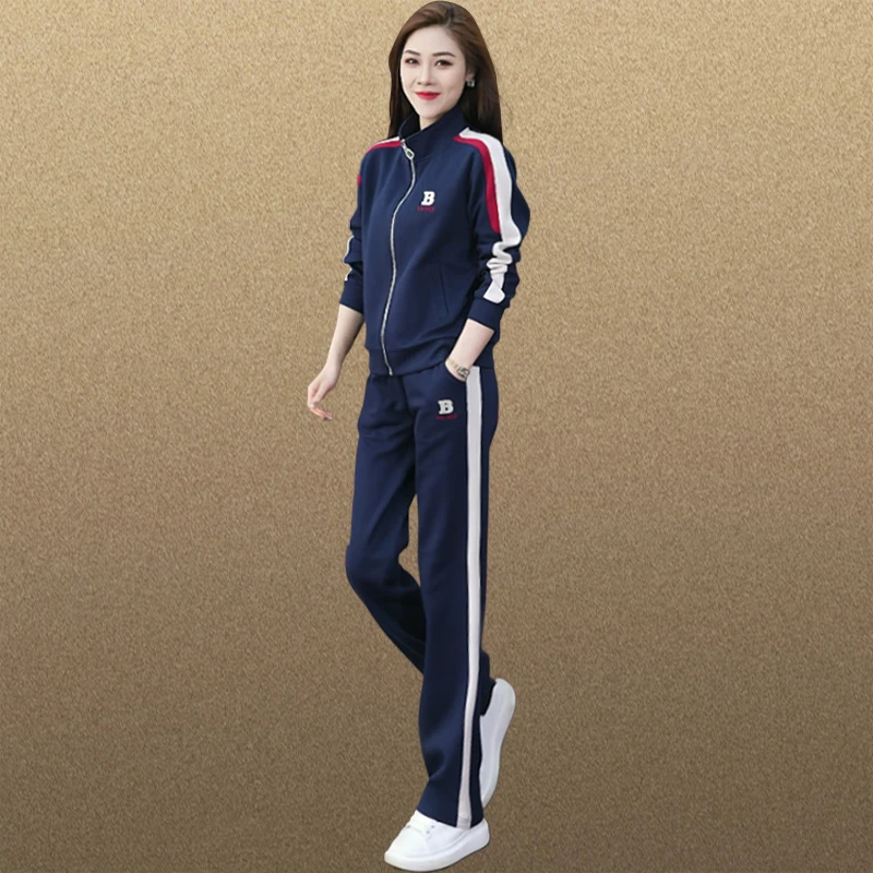 高端运动套装女春秋装2025新款时尚洋气卫衣立领休闲服整套半开衫