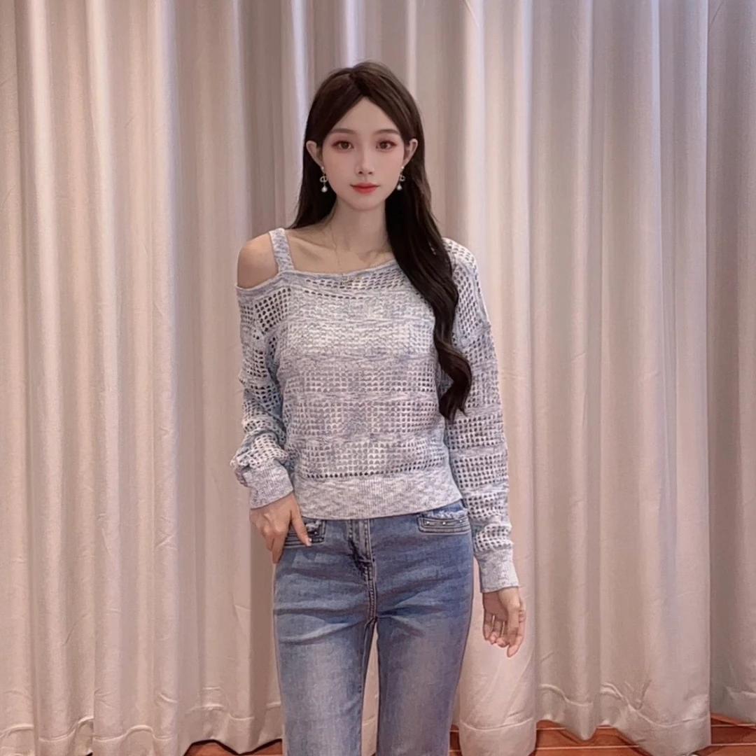 IEF/爱依服2025秋季新款韩版通勤气质小众镂空设计毛织上衣流光风