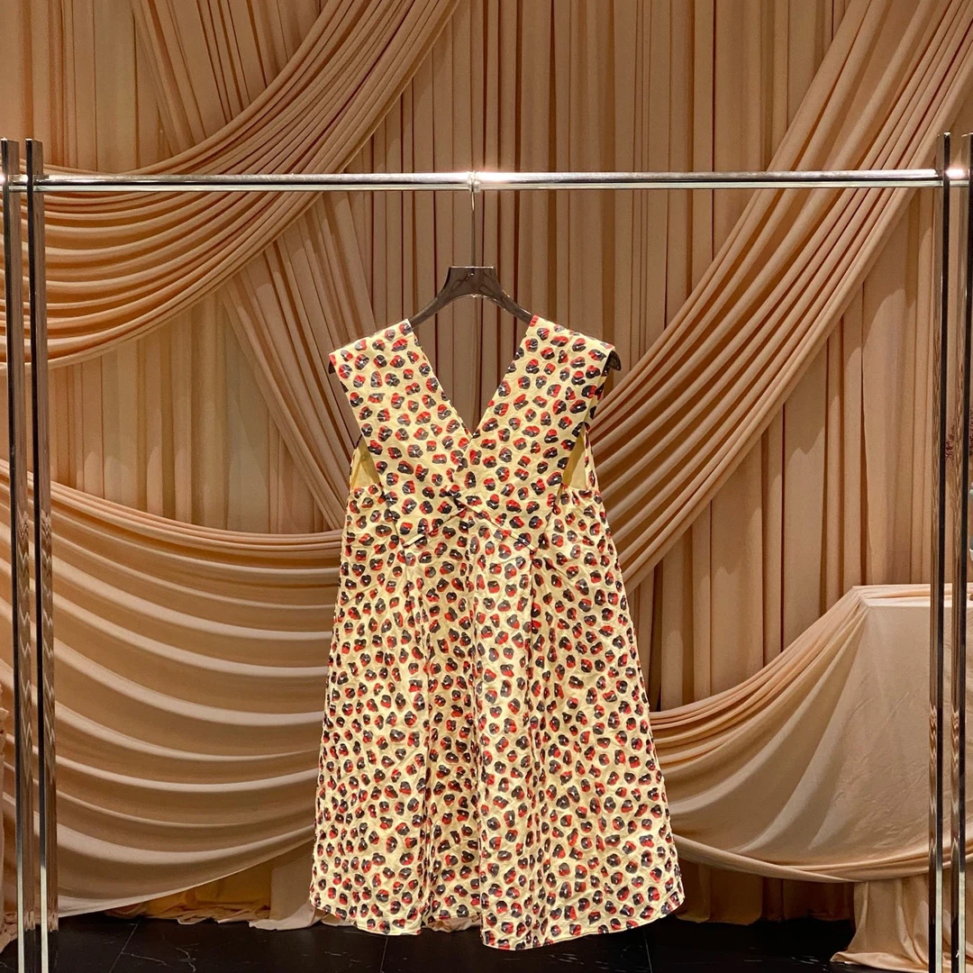 99新 Balenciaga/巴黎世家 拼色图案满印连衣裙/36码/JM36140