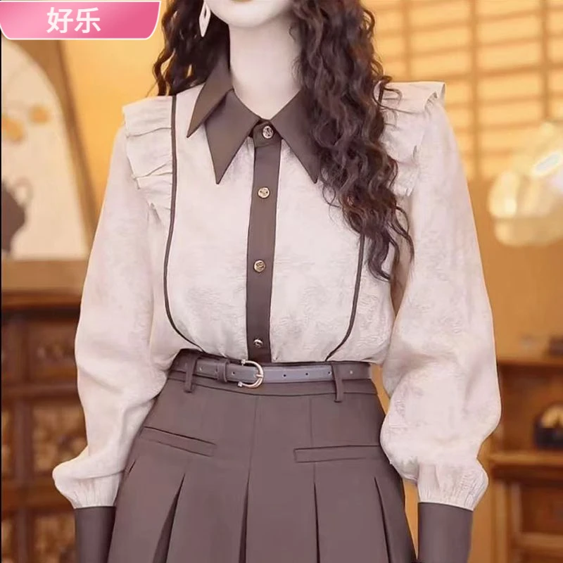 1衬衫2025春夏女装时尚洋气减龄衬衣气质百搭遮肚显瘦上衣小衫l