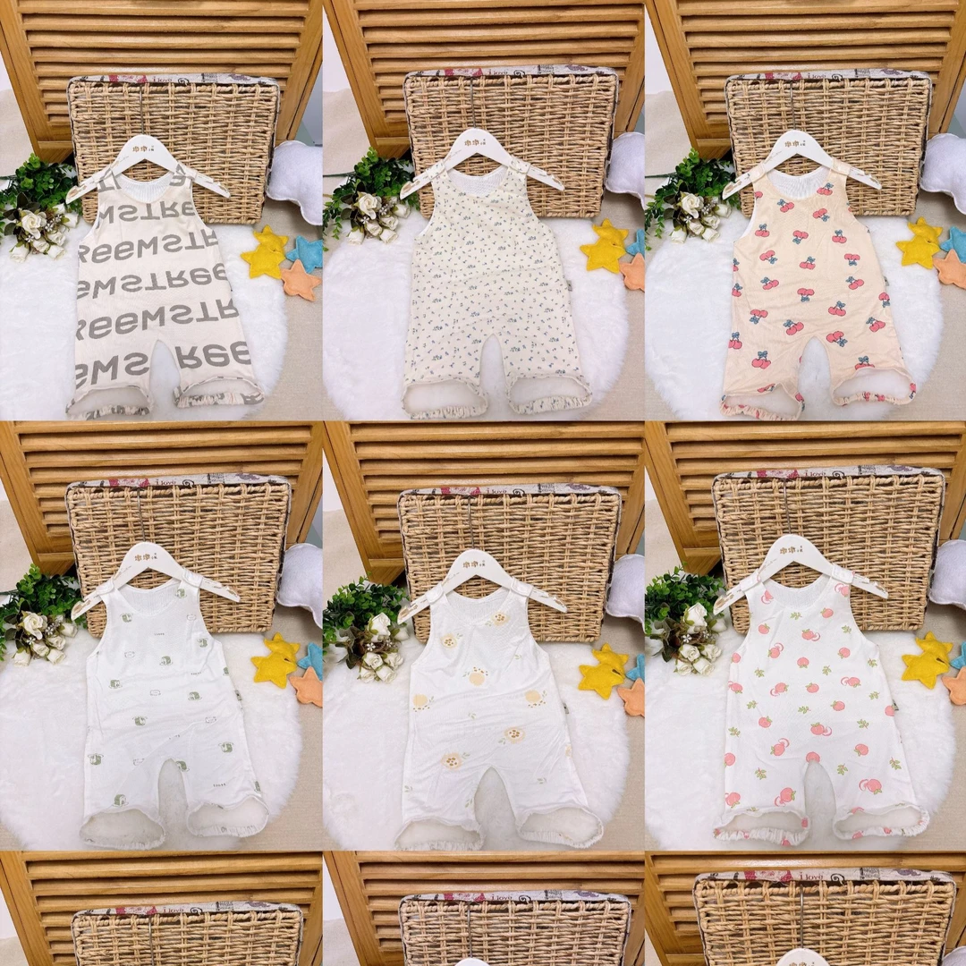 【夏款】婴儿夏季薄款莫代尔棉男女宝宝半背连腿护肚背心肚兜2件装