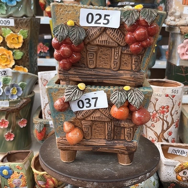 紫砂花盆粗陶材质多肉花盆