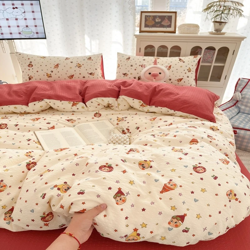 云感泡泡皱皱纱四件套A类柔软透气有氧亲肤床单被套三件套四季款商品图