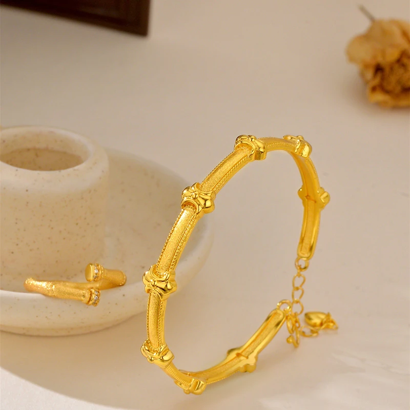 铜合金手镯 蛇年百搭爆款鸾尾花拉丝工艺手环简约小众高级设计