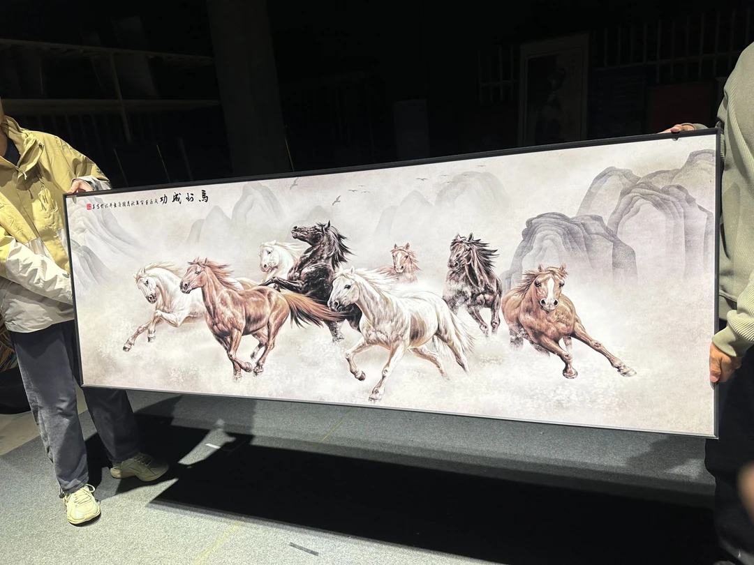 【云舒】八骏图晶瓷马到成功沙发背景装饰画新中式客厅挂画70200