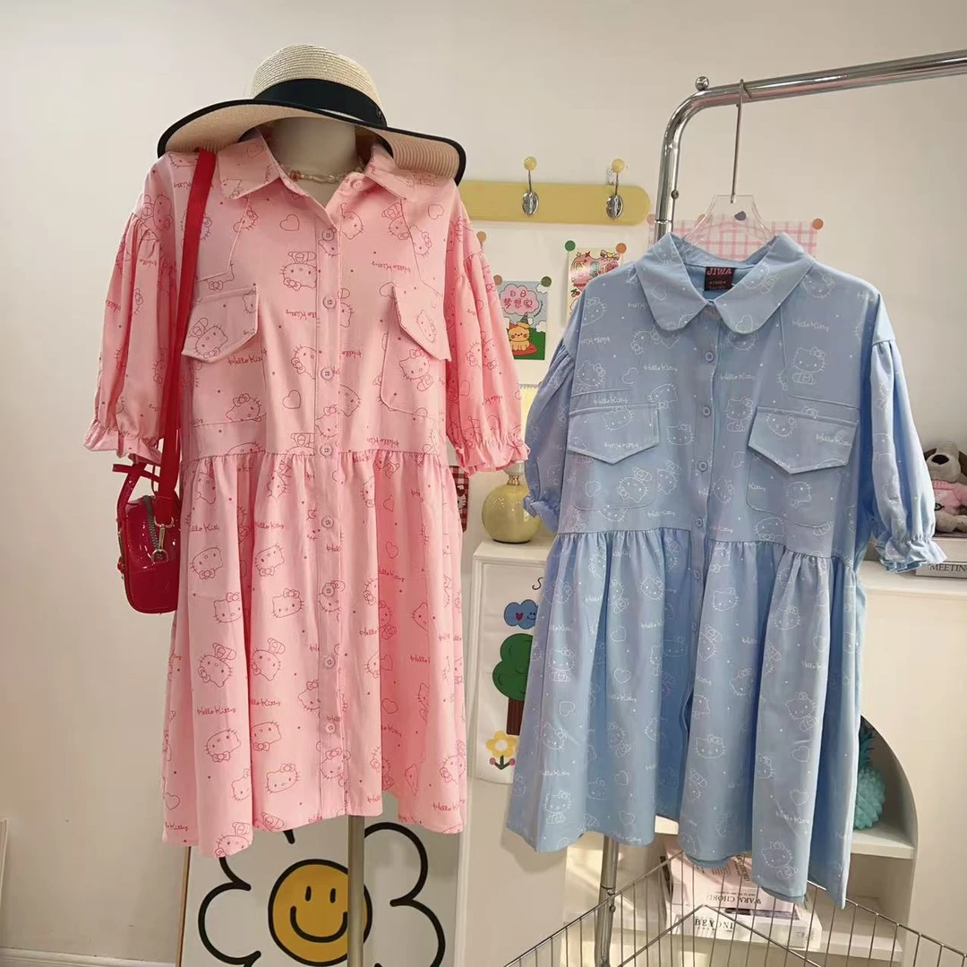 【钱呼呼】2025春季新款小众设计感甜美减龄满印工装polo连衣裙女