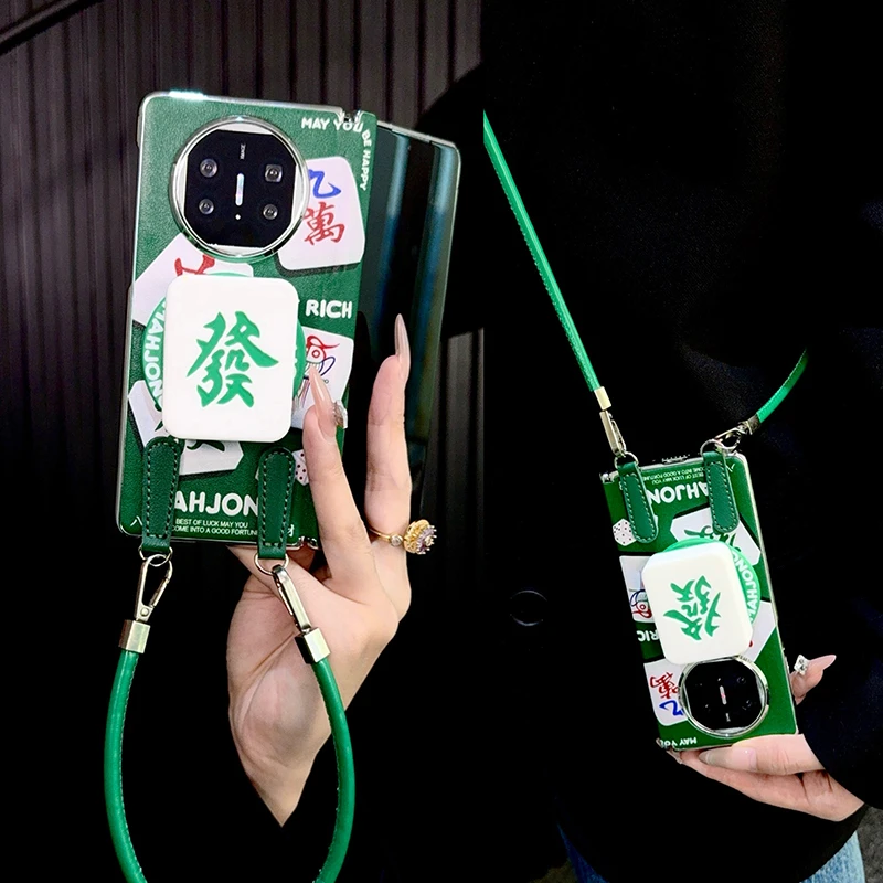 适用华为matex5手机壳折叠屏中轴新款x6典藏版x3皮纹磁吸支架女款