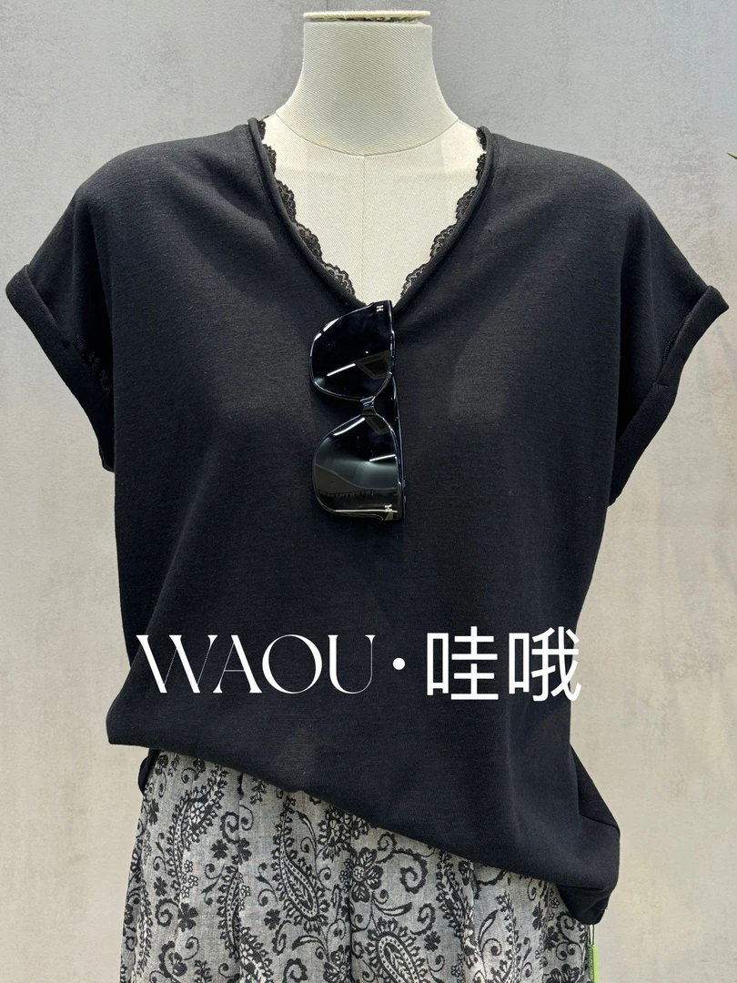 【WAOU】小众设计花边短袖256179