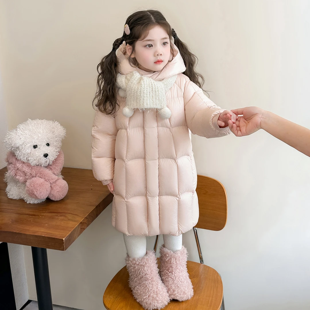 儿童羽绒服2025冬新款女童加厚保暖宝宝白鸭绒中长款过膝羽绒外套