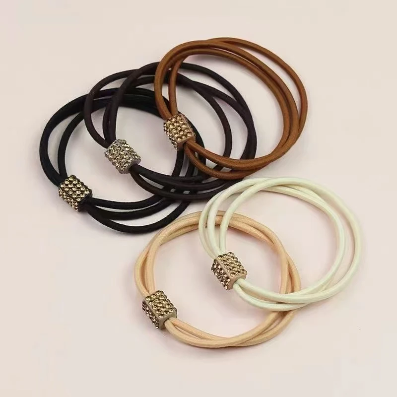 MH 2025新款高弹力三股满钻发圈扎头发马尾头绳韩版简约气质发绳