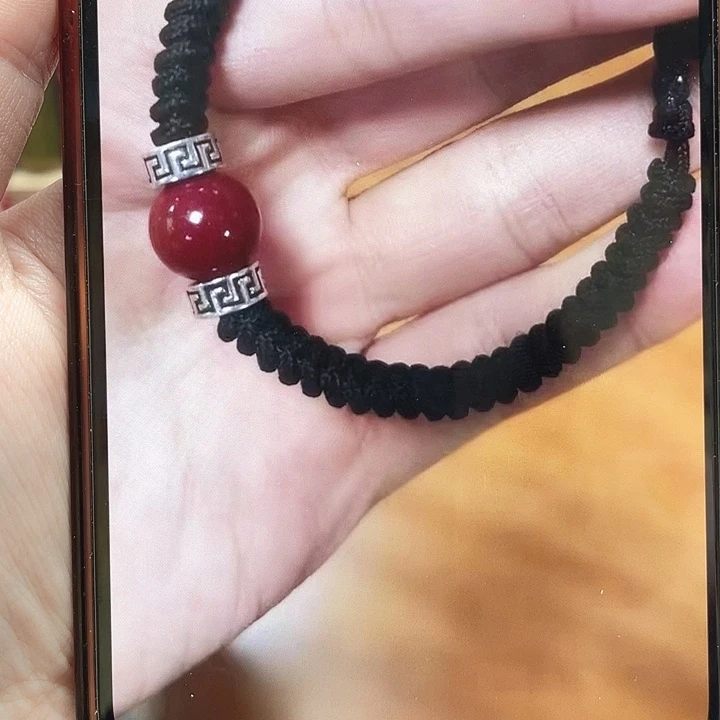 天然辰砂转转珠手绳款