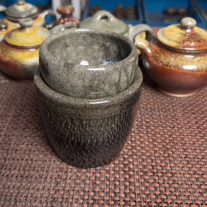 茶壶紫砂长*弓一对杯子