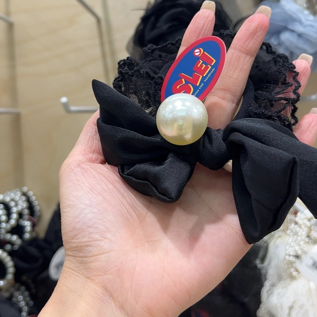 无非金属珍珠蝴蝶结发圈