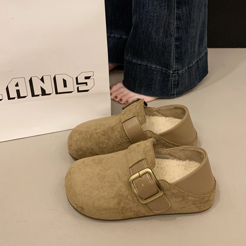 内增高加绒勃肯鞋女款厚底全包两穿棉鞋2025新款秋冬季博肯豆豆鞋