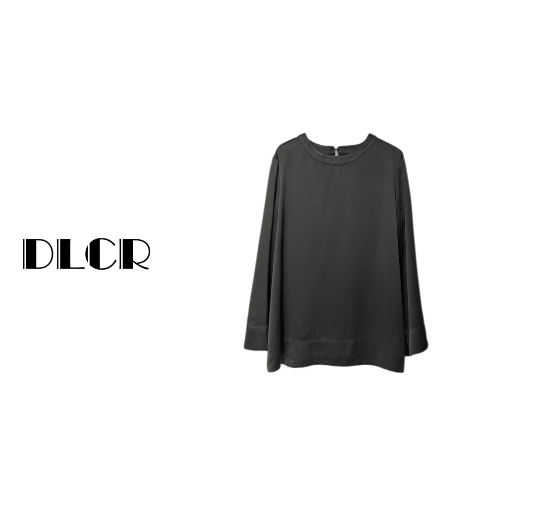 DLCR【大琳】2025夏季清仓福利轻奢时尚百搭设计师醋酸圆领上衣