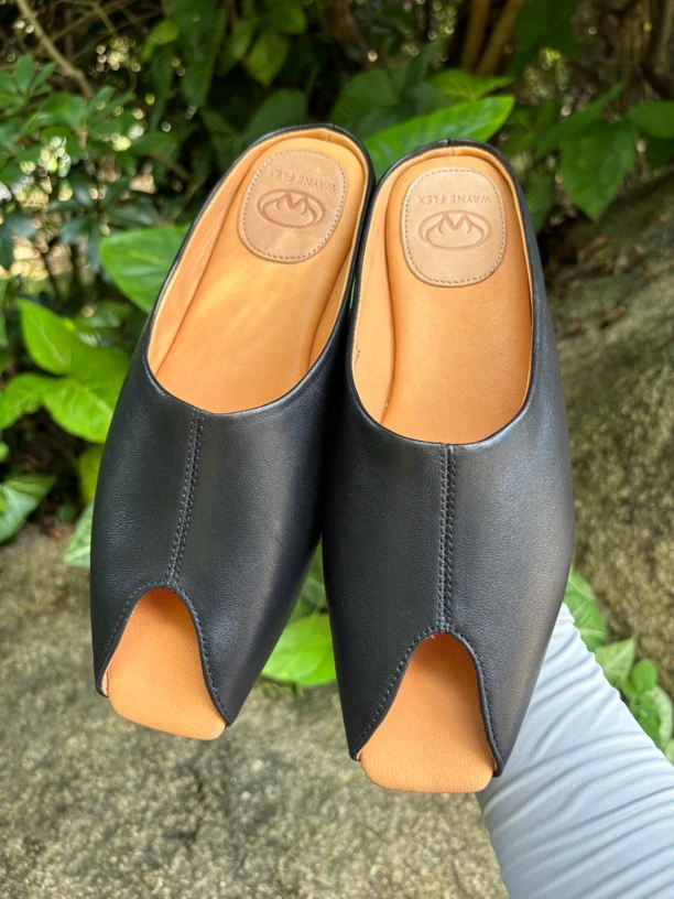 韦恩鹿皮半拖鞋女夏外穿鱼嘴露趾拖鞋5083舒适