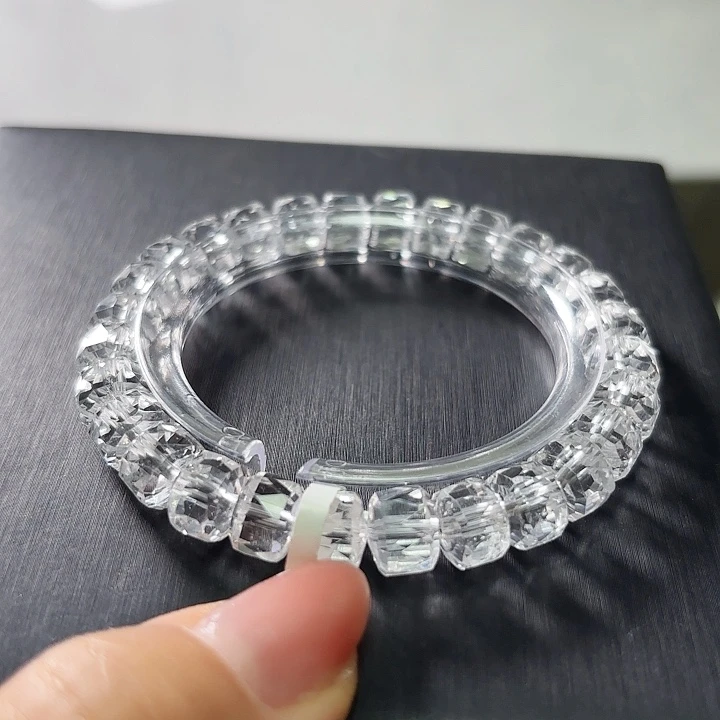 未镶嵌手链水晶白晶闪切10mm