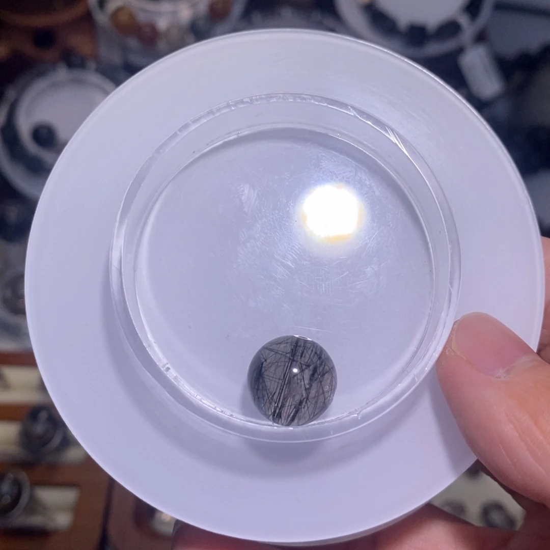 水晶手链未镶嵌黑发晶单珠13mm全透体满发蕾丝顺发